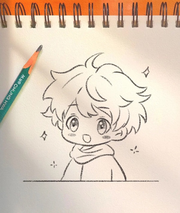 Hình vẽ anime chibi nhân vật nữ với mái tóc ngắn dễ thương 