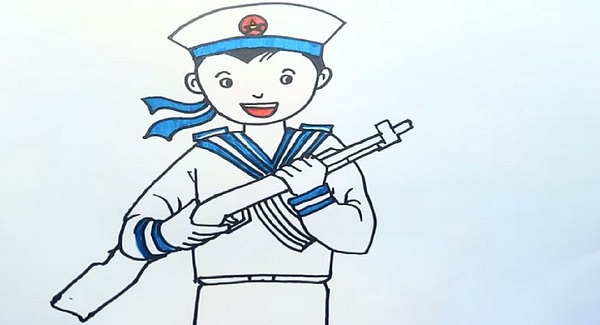 tranh vẽ chú bộ đội lớp 5​