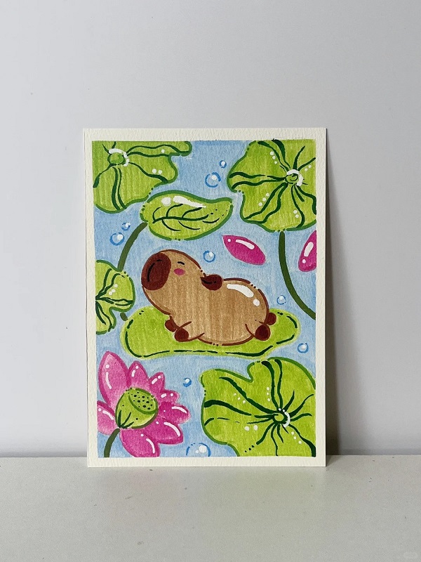 tranh vẽ Capybara 4