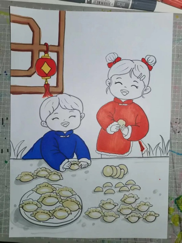 vẽ tranh đề tài lễ hội ngày tết 12