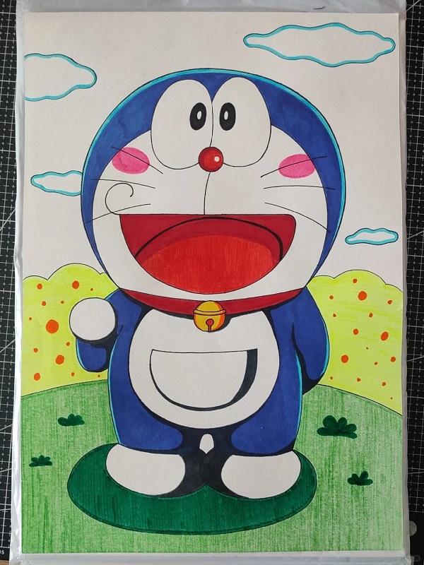 Vẽ tranh Doremon với bối cảnh trong phòng của Nobita và bạn bè