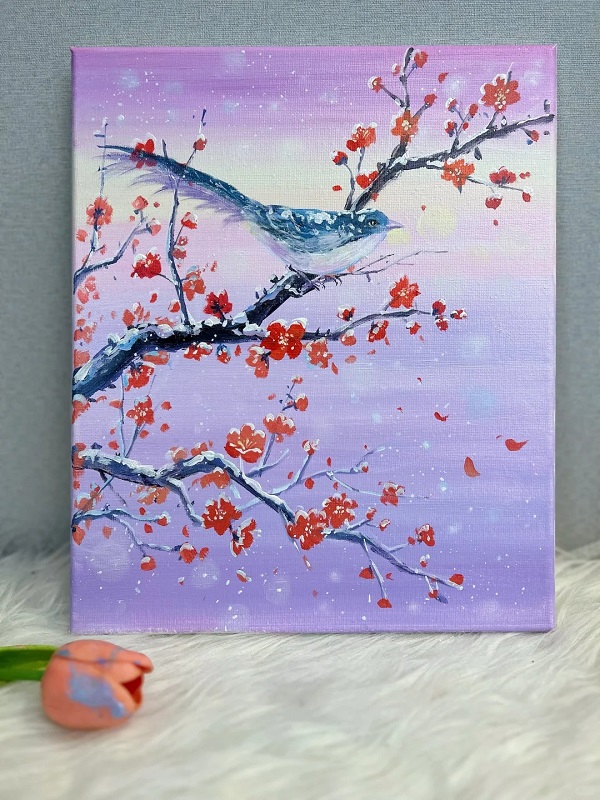 Hình vẽ hoa đào cách điệu mang phong cách hiện đại 