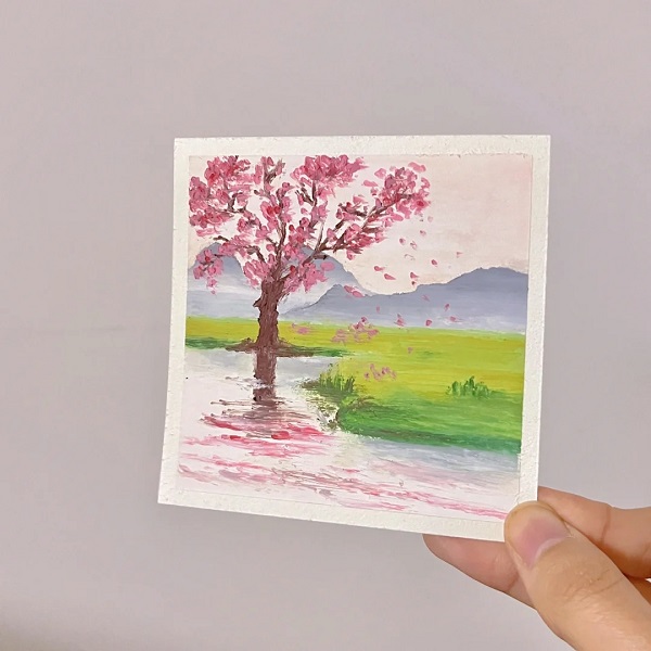 Hình vẽ cành đào đón Tết rực rỡ và ý nghĩa