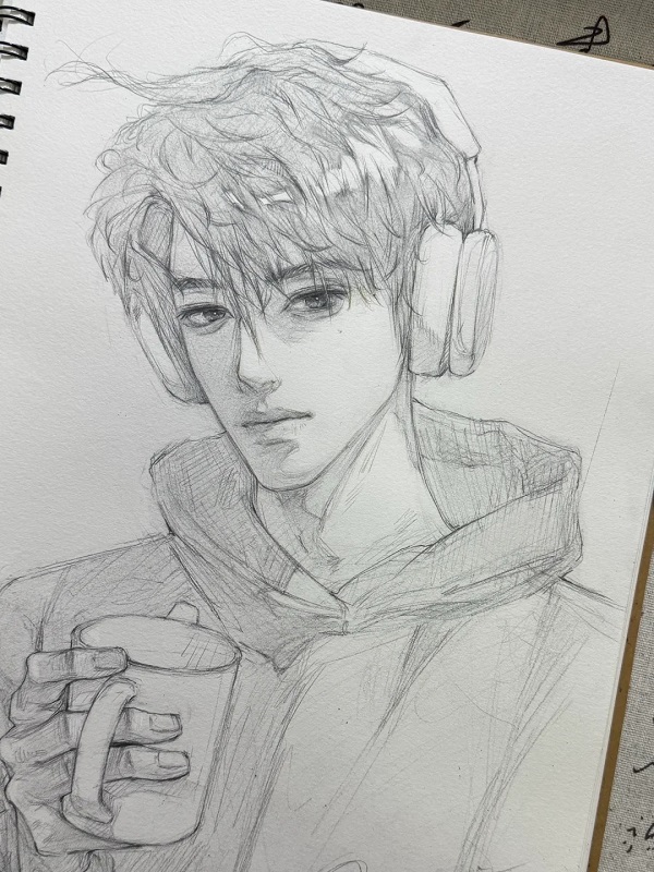 Hình vẽ anime nam tóc xanh với phong cách cá tính