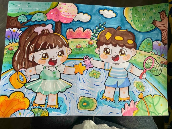 tranh vẽ đề tài vui chơi ngày hè 5