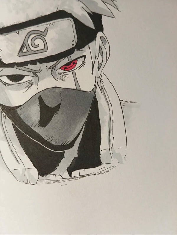 Hướng dẫn vẽ Kakashi ngầu trong tư thế cầm kunai 