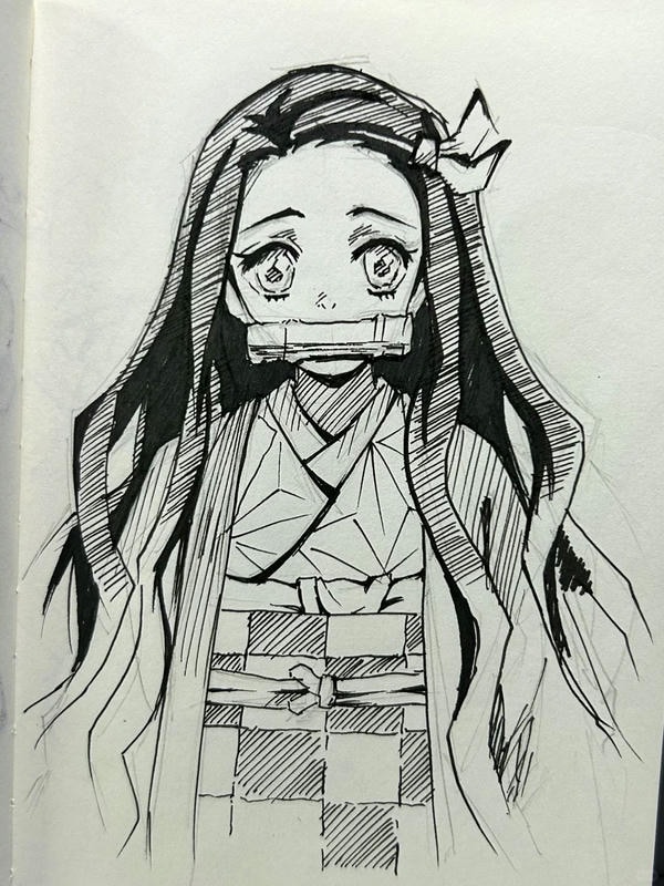 Vẽ Nezuko đơn giản 23