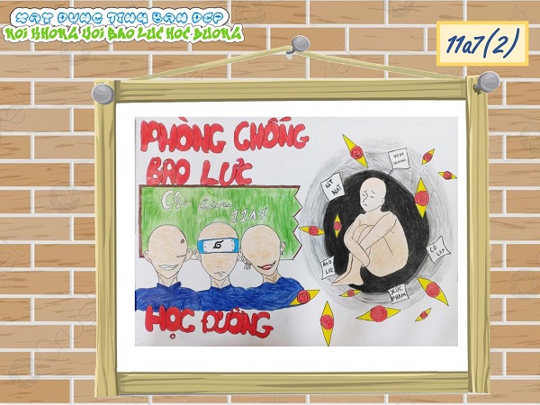 tranh vẽ bạo lực học đường 