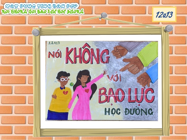 mẫu tranh vẽ nói không với bạo lực học đường