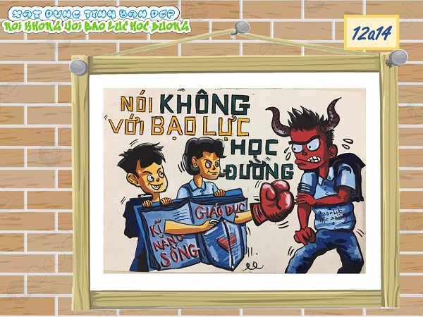 tranh vẽ nói không với bạo lực học đường