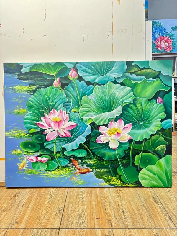 tranh sơn dầu hoa sen 19
