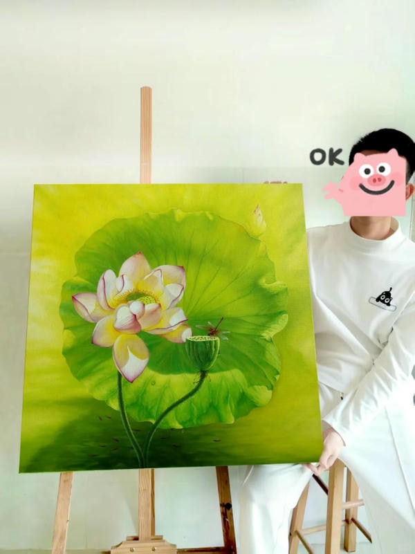 tranh sơn dầu hoa sen 35