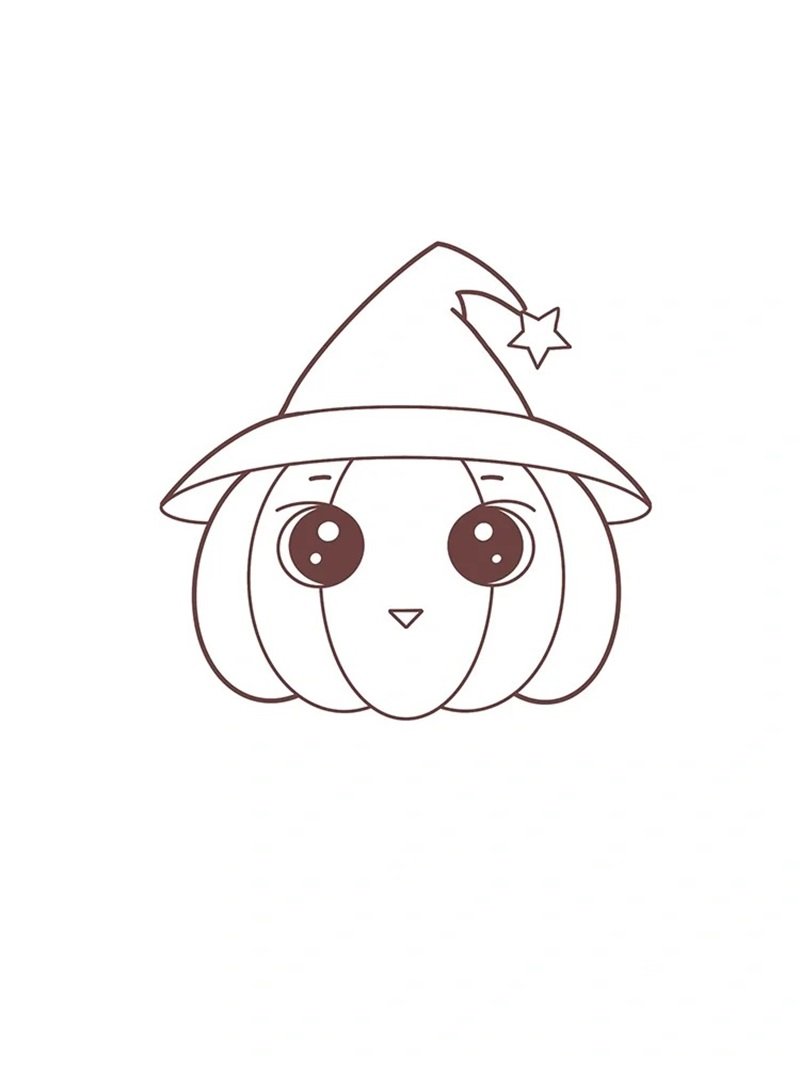 Cách vẽ bí ngô halloween cute 6