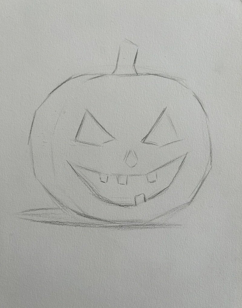 Cách vẽ bí ngô halloween đơn giản 1