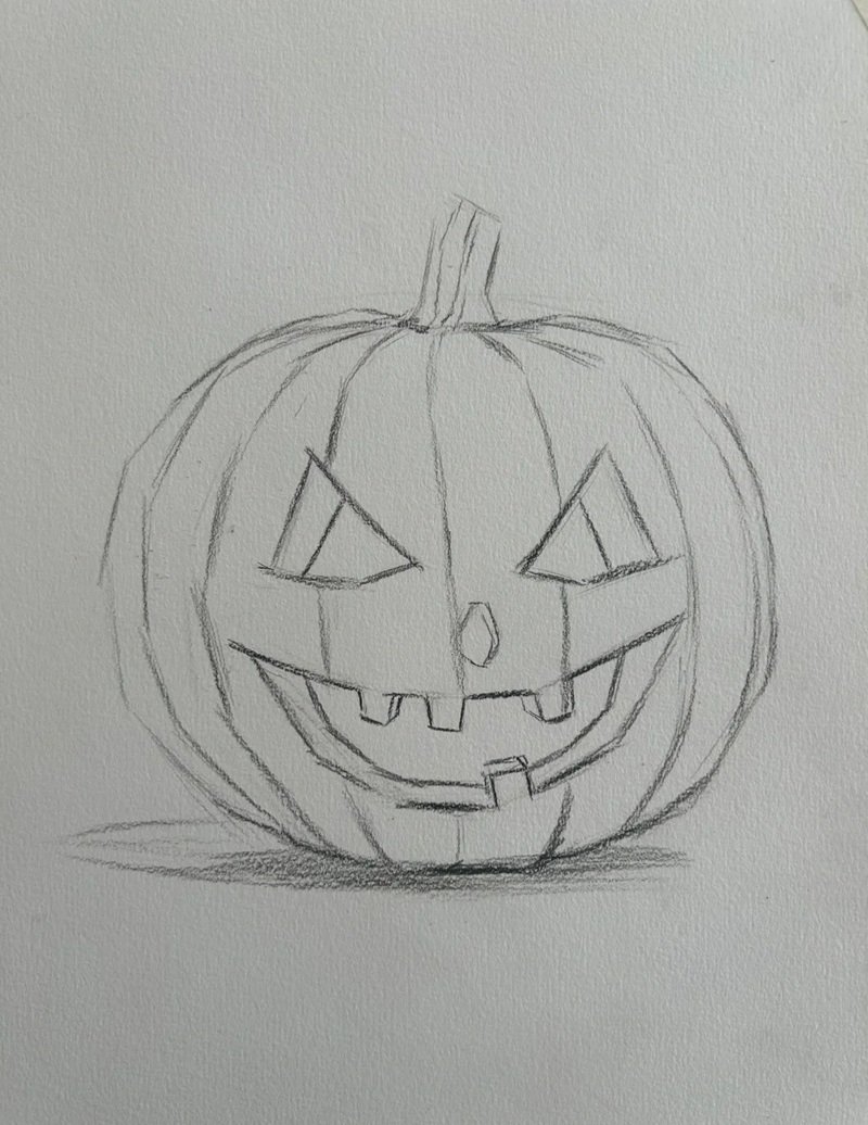 Cách vẽ bí ngô halloween đơn giản 2