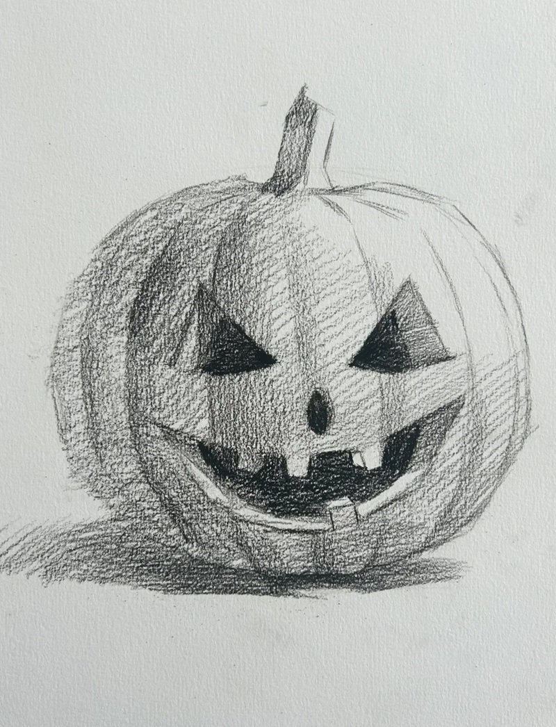 Cách vẽ bí ngô halloween đơn giản 3