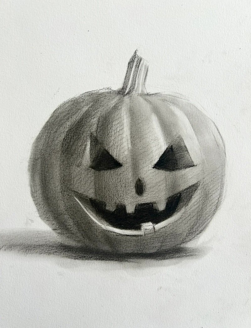 Cách vẽ bí ngô halloween đơn giản 4