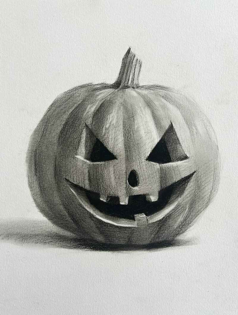 Cách vẽ bí ngô halloween đơn giản