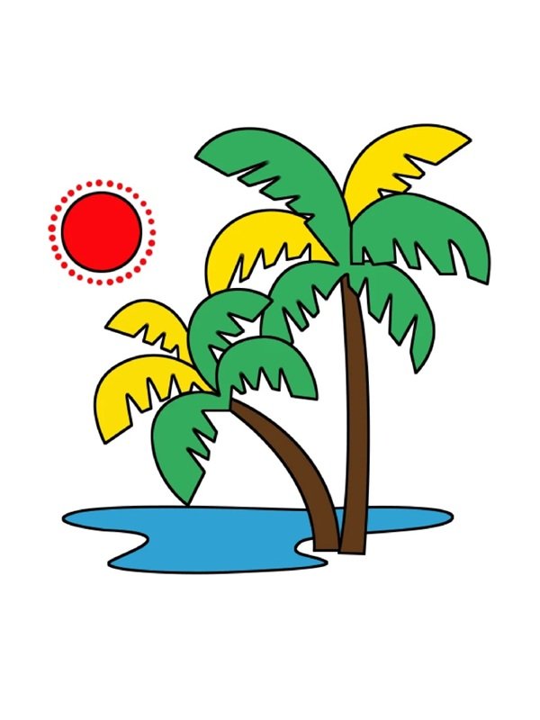 Cách vẽ cây dừa dễ nhất 