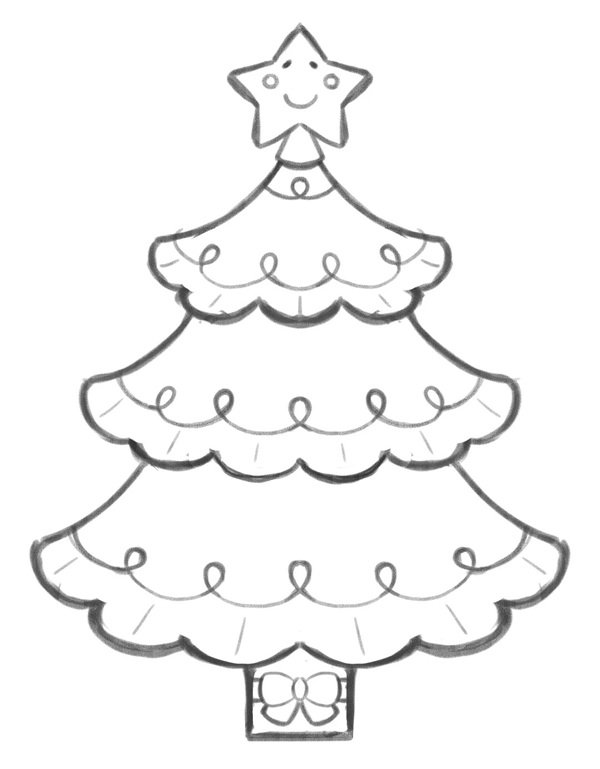 Cách vẽ cây thông noel dễ nhất 3