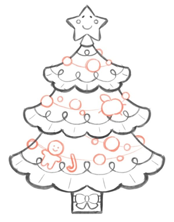 Cách vẽ cây thông noel dễ nhất 4