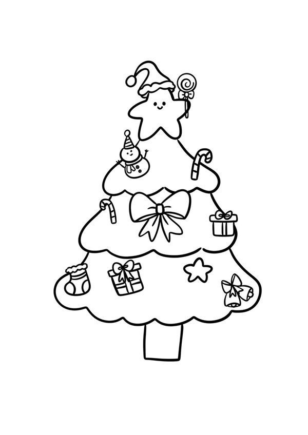 Cách vẽ cây thông noel đơn giản 3