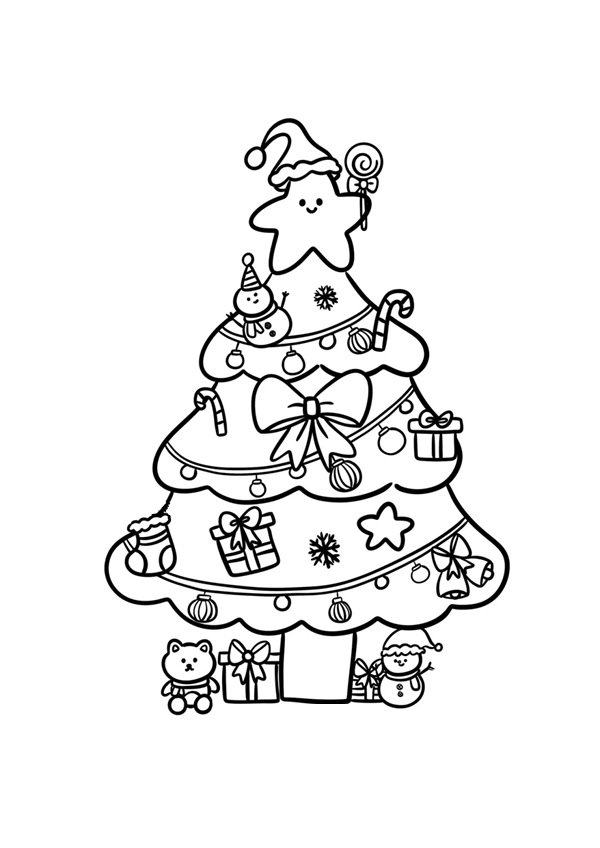 Cách vẽ cây thông noel đơn giản 4