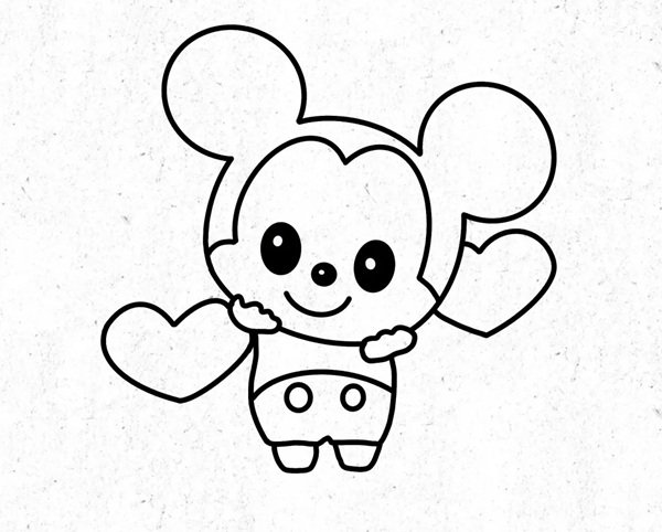 Cách vẽ chuột mickey​ dễ thương 4