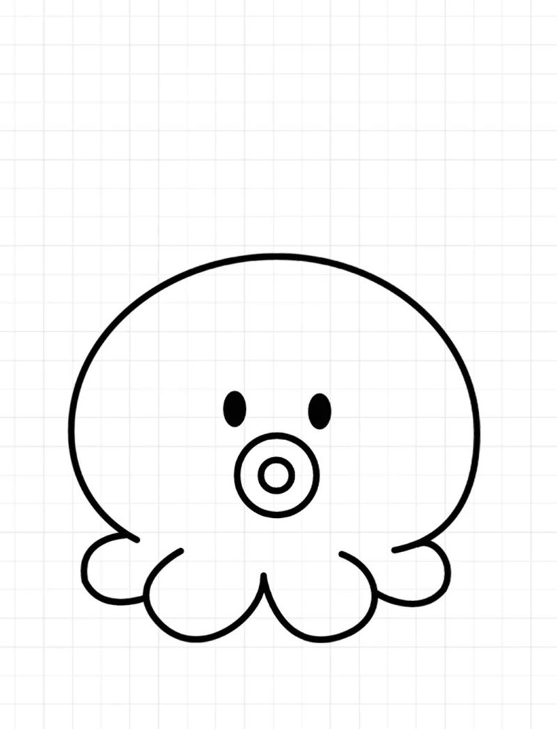 Cách vẽ con bạch tuộc cute 3