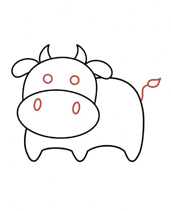 Cách vẽ con bò cute 6