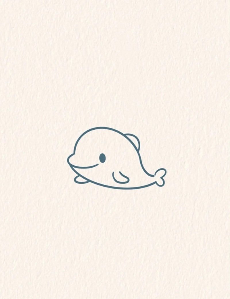 Cách vẽ con cá heo cute 4