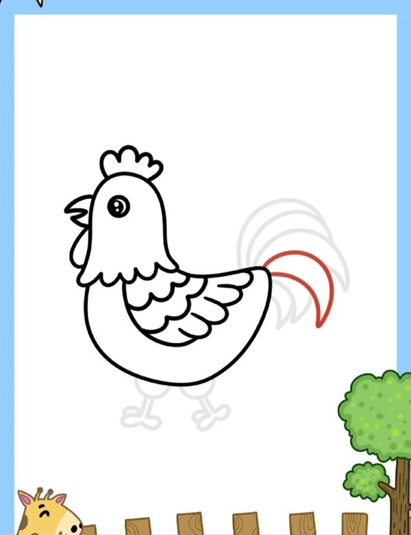Cách vẽ con gà trống 7