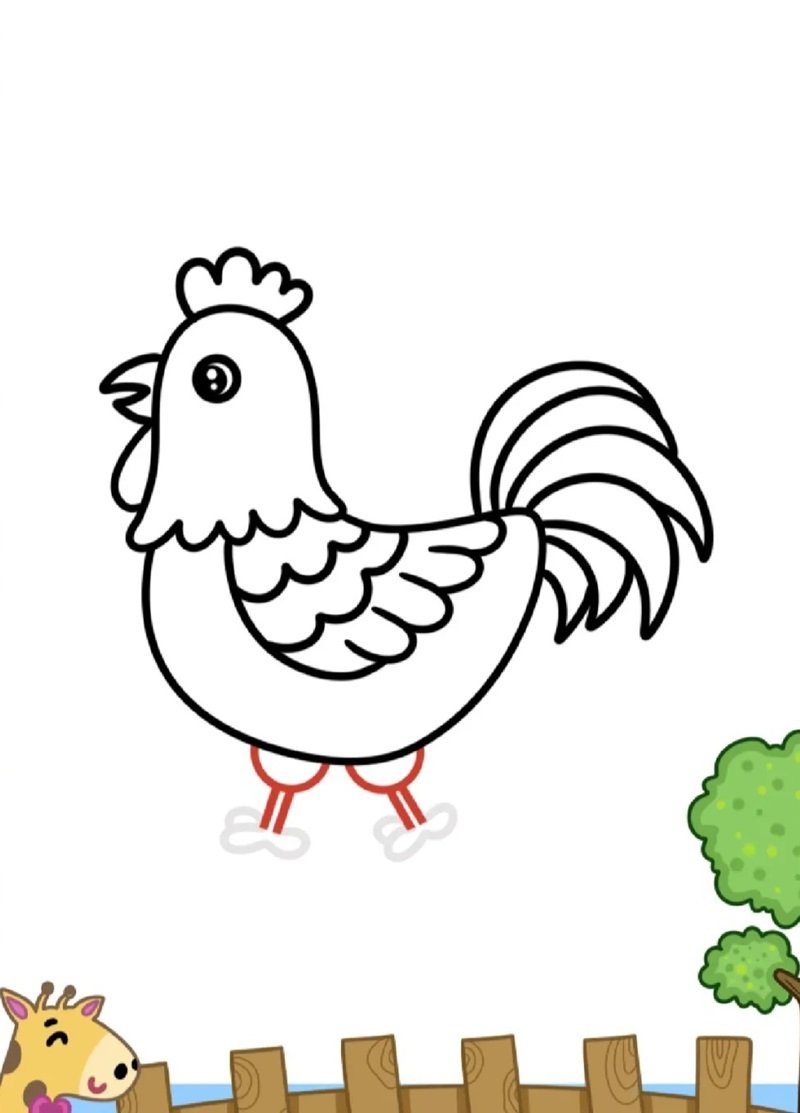 Cách vẽ con gà trống đơn giản mà đẹp 9
