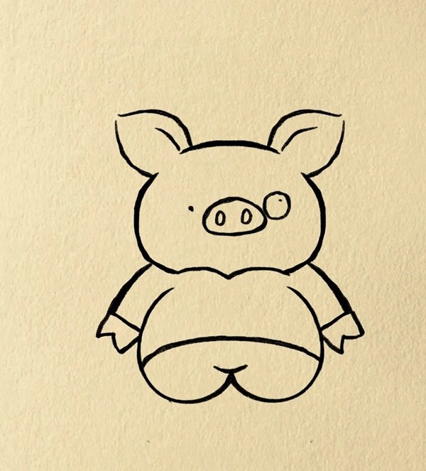 Cách vẽ con heo cute 7