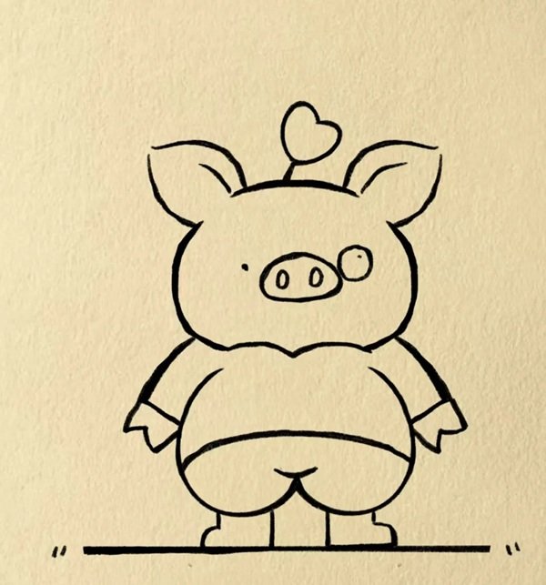 Cách vẽ con heo cute 8