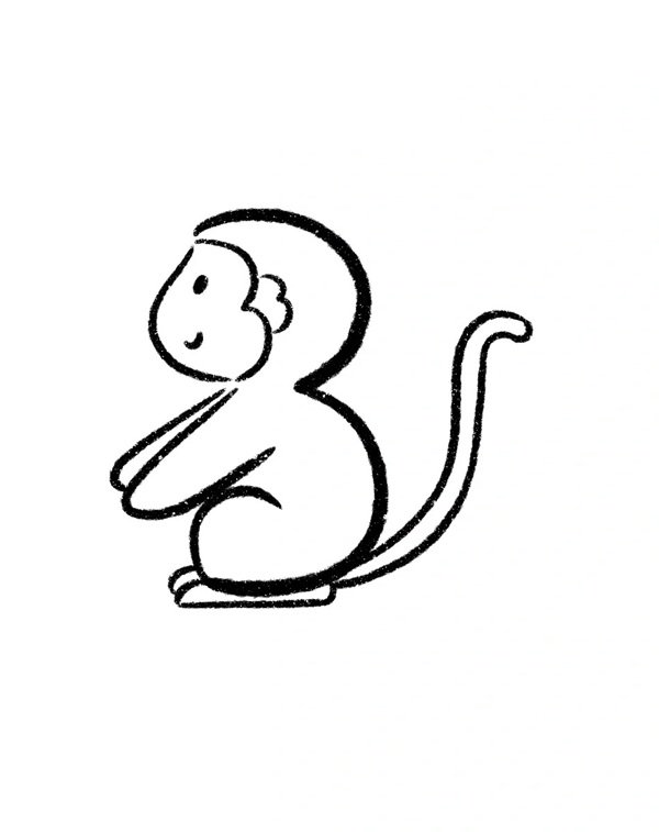 Cách vẽ con khỉ cute 6