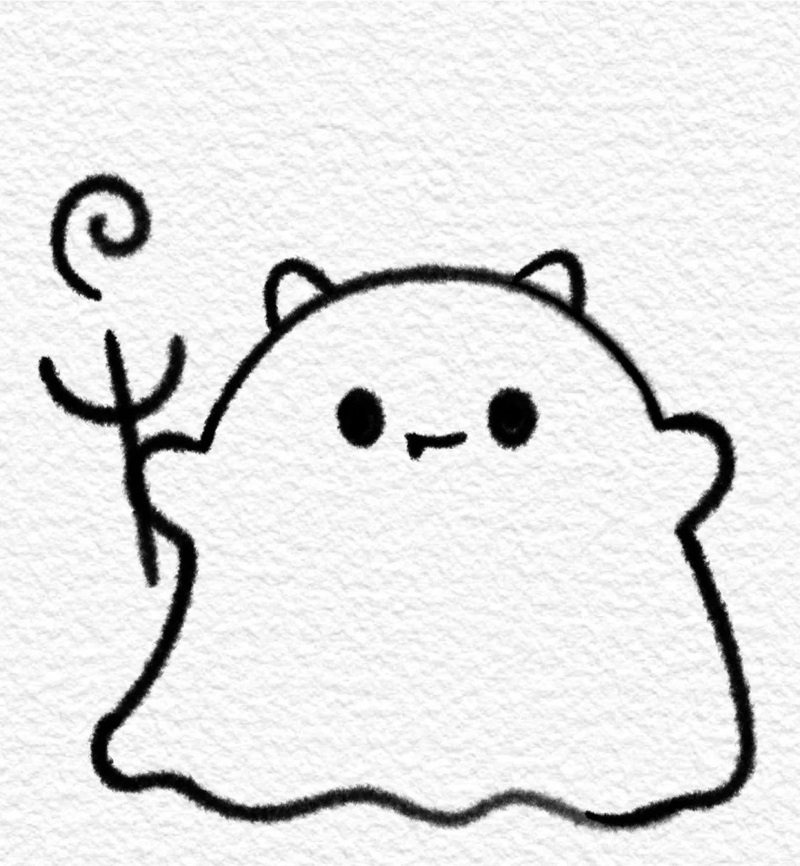 Cách vẽ con ma cute 7