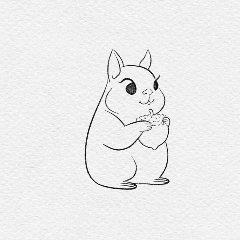 Cách vẽ sóc cute 2