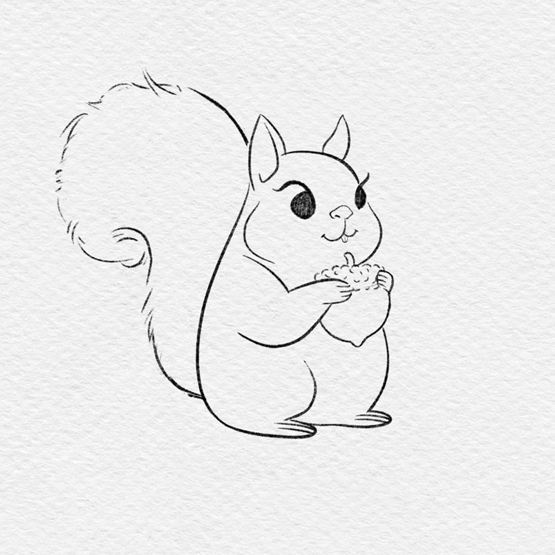 Cách vẽ sóc cute 3