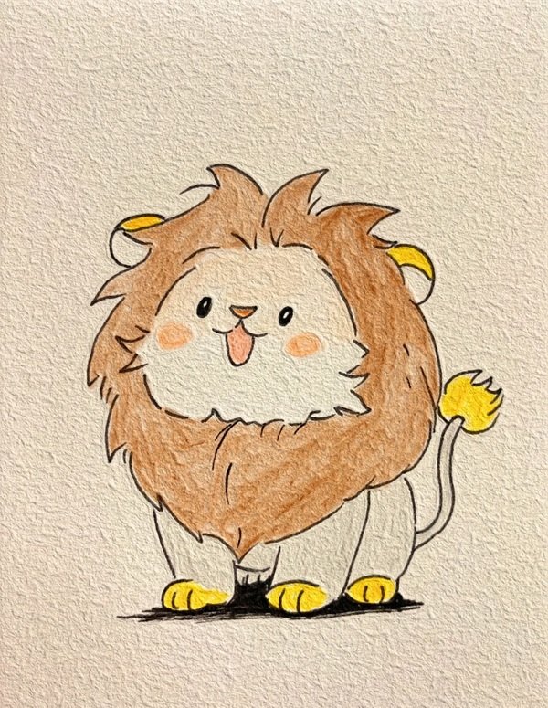 Cách vẽ con sư tử cute