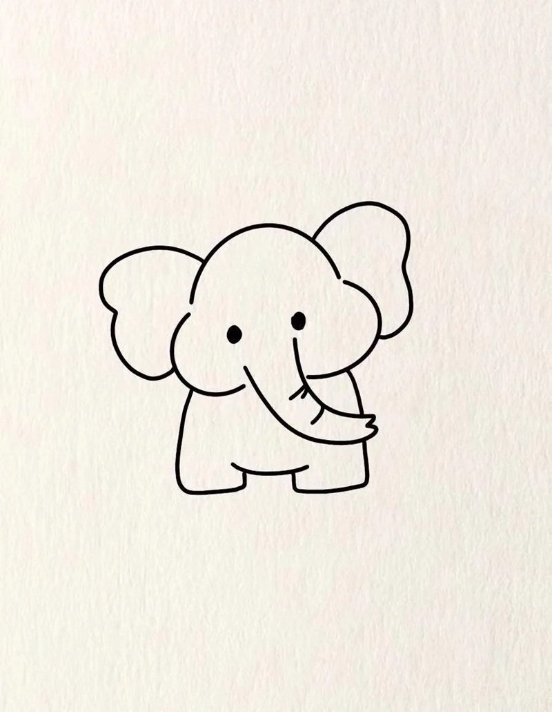 Cách vẽ con voi dễ thương 4