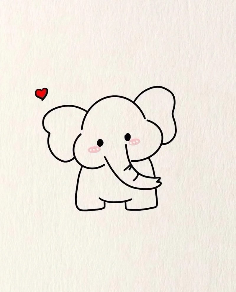 Cách vẽ con voi dễ thương 