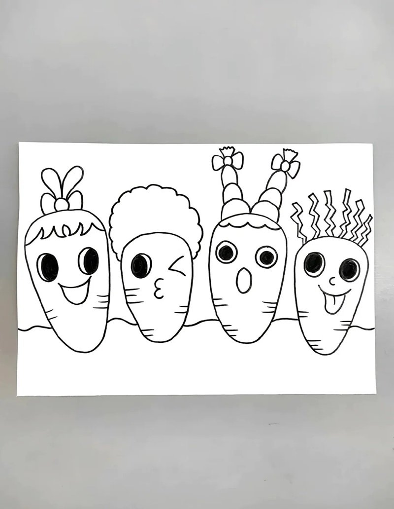 Cách vẽ củ cà rốt cute nhất 3