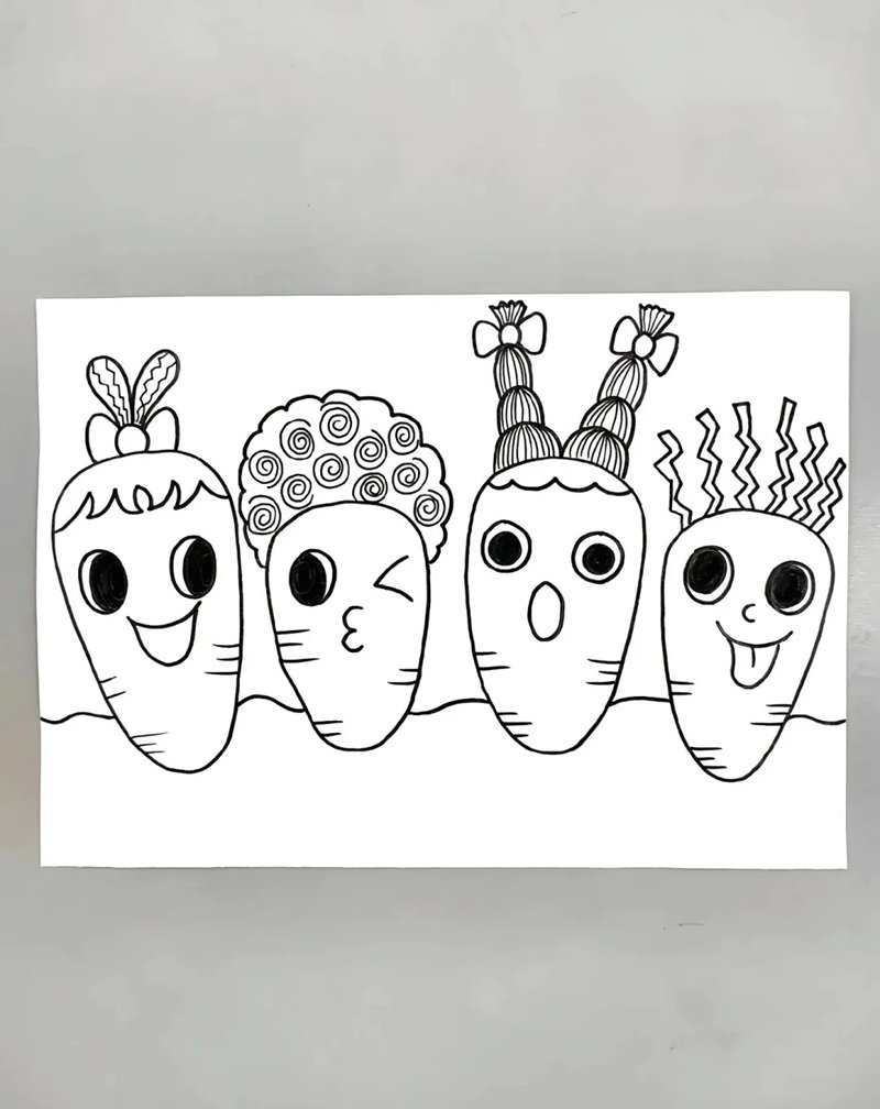Cách vẽ củ cà rốt cute nhất 4