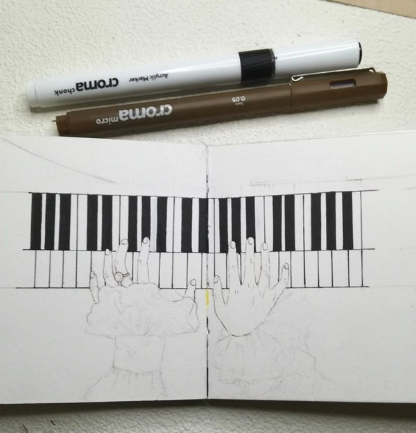 Cách vẽ đàn piano đẹp nhất 2