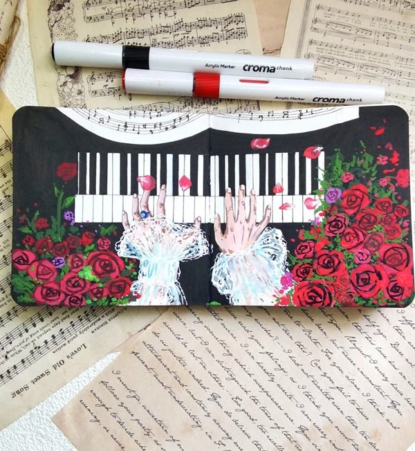 Cách vẽ đàn piano đẹp nhất