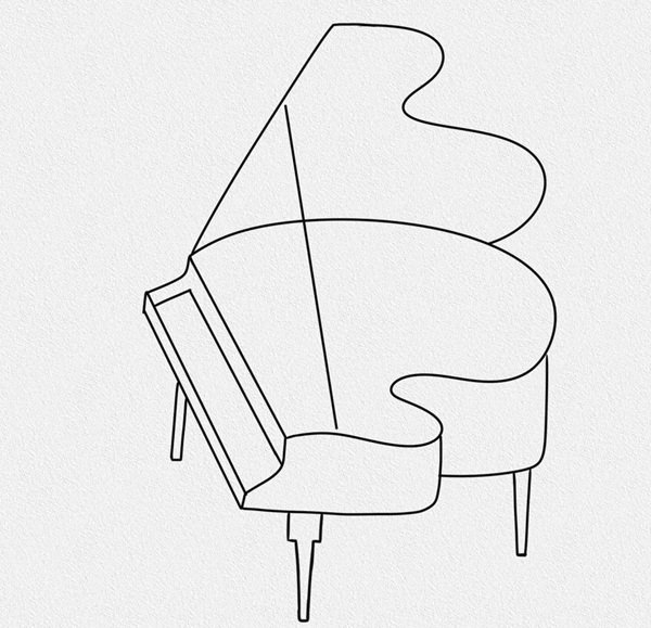 Cách vẽ đàn piano đơn giản 5