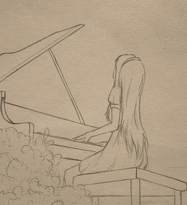 Cách vẽ đàn piano đơn giản mà đẹp 3