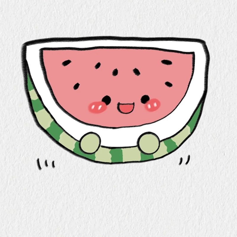 Cách vẽ dưa hấu cute 5