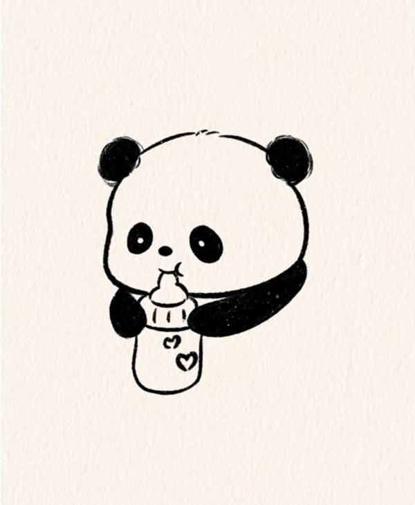 Cách vẽ gấu trúc cute 3
